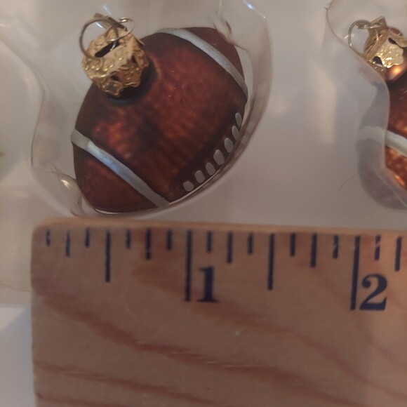 Glass Mini Ornaments Sports Ball Christmas 12 Pc Set Vintage 2" Football Soccer - Picture 10 of 13